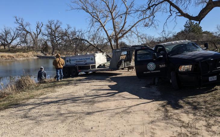 Texas Parks and Wildlife Inland Fisheries San Angelo District stocks Foster Park with rainbow trout