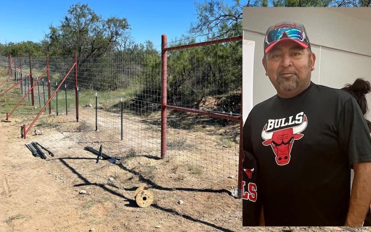 Joe Cuevas of San Angelo and an example fencing project by his company C&amp;C Fencing.