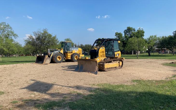 Heavy equipment in place to begin the Splash Pad construction at Unidad Park on May 26, 2024.