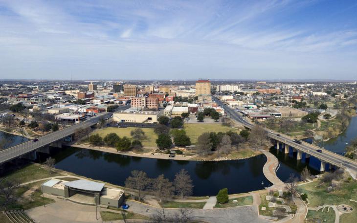 San Angelo, Texas downtown from a drone