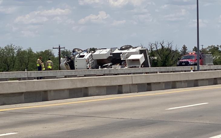 A truck was involved in a rollover crash on South Loop 306 on Friday, July 19, 2024.