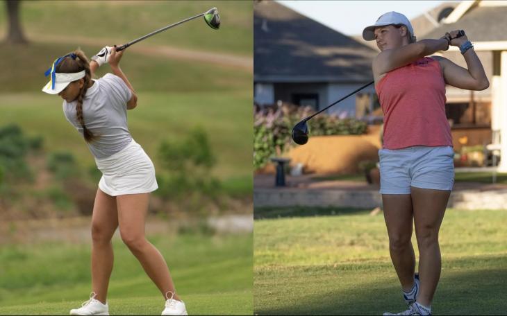 Angelo State Belles Laura Klimova and Lacey Stevens