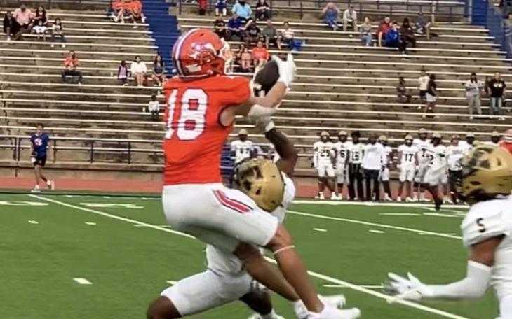 San Angelo Central wide receiver Jimmy Edwards hauls in a 34-yard catch against Abilene High on Friday, Aug. 30, 2024, at San Angelo Stadium.