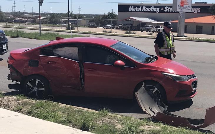 A car crash on North Bryant Boulevard on Monday afternoon resulted in one person leaving the scene in an ambulance.