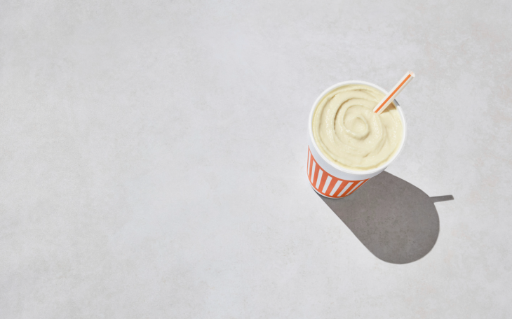 Whataburger’s White Chocolate Peppermint Shake is the classic, rich vanilla shake base mixed with sweet white chocolate and cool peppermint.