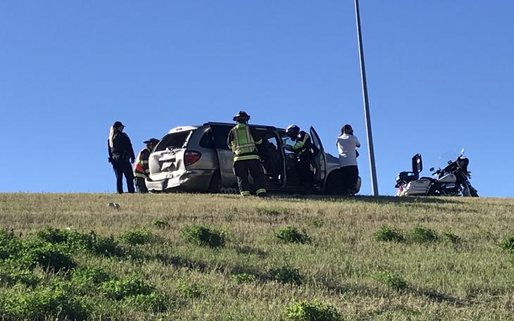 A crash on the West Houston Harte Expressway on Tuesday morning sent one person to the hospital while backing up traffic.