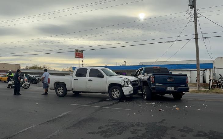 Two Chevy Silverados crashed into each other on North Chadbourne Street on Friday afternoon.