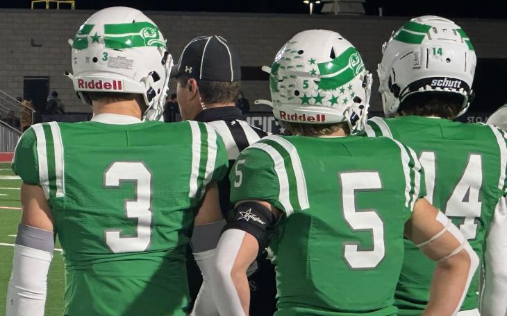 The Wall Hawks right before the quarterfinal playoff game against Canadian on Dec 6, 2024.