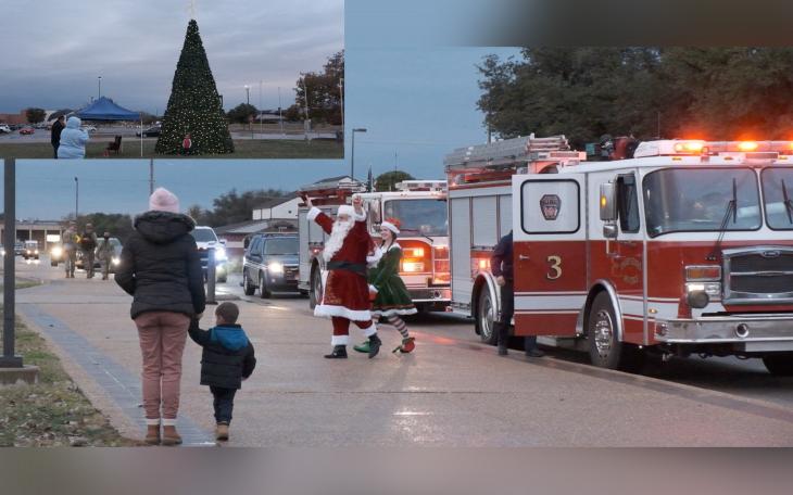 Goodfellow Air Force Base kicked off its holiday season Friday with the 37th annual tree lighting ceremony, highlighted by Santa Claus arriving aboard a fire truck and the announcement of festive contest winners.