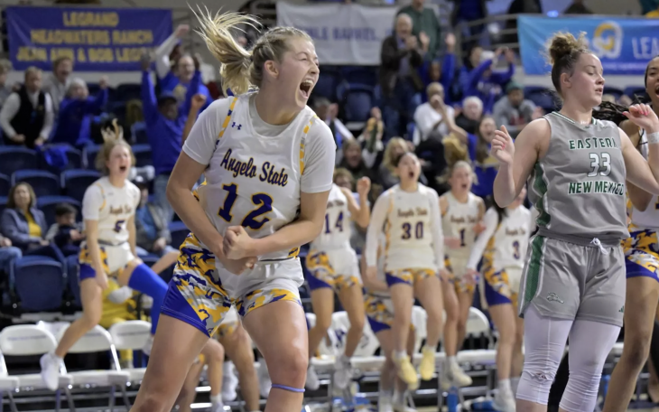 The Angelo State University women's basketball team overcame a late 12-point deficit to defeat Eastern New Mexico, 61-59, when Madeline Stephens hit a game-winning shot at the buzzer on Saturday at the Junell Center.