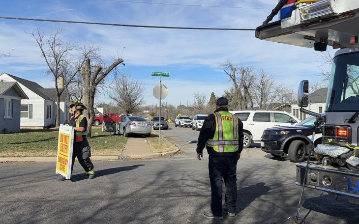 Five children and two adults were hospitalized after a driver ran a stop sign and crashed into an SUV on Jackson Street, police said.