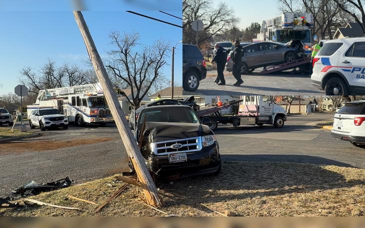 A driver was cited after running a stop sign and causing a two-vehicle crash that also damaged a utility pole in north San Angelo on Friday morning, according to police.