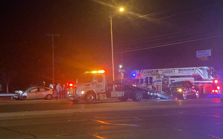 A late-night crash on Saturday led to an emergency response at the intersection of South Bryant Boulevard and West Avenue M.