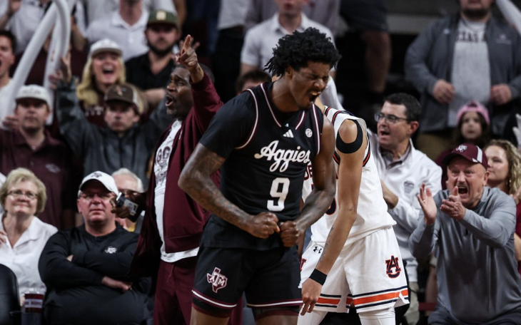 With Johnny Manziel in the building, the Texas A&amp;M men’s basketball team earned its first-ever win over a team ranked No. 1 in the AP Top 25 poll with an upset over Auburn on Tuesday.