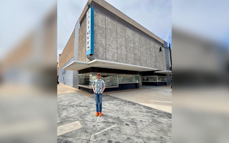 Madstyle Vintage owner stands in front of the store’s future location at 129 S. Chadbourne St. in downtown San Angelo.