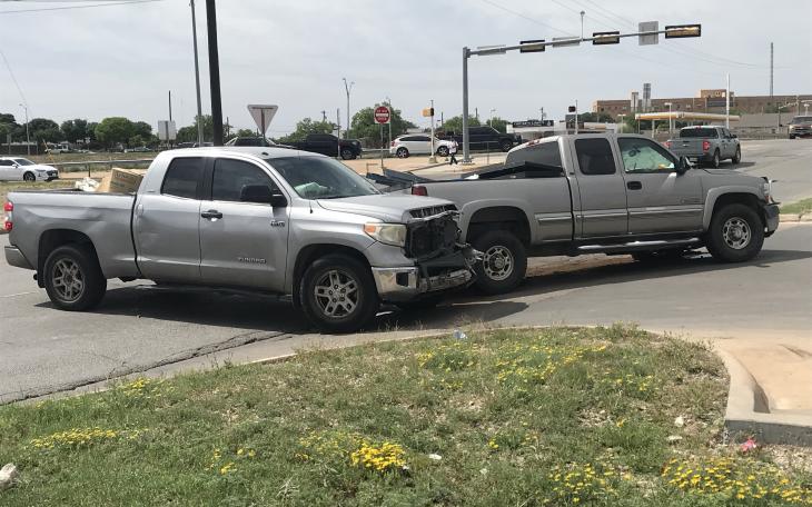 Two trucks collided at the entrance of an Allsup’s parking lot Thursday afternoon in San Angelo, backing up traffic in the area.