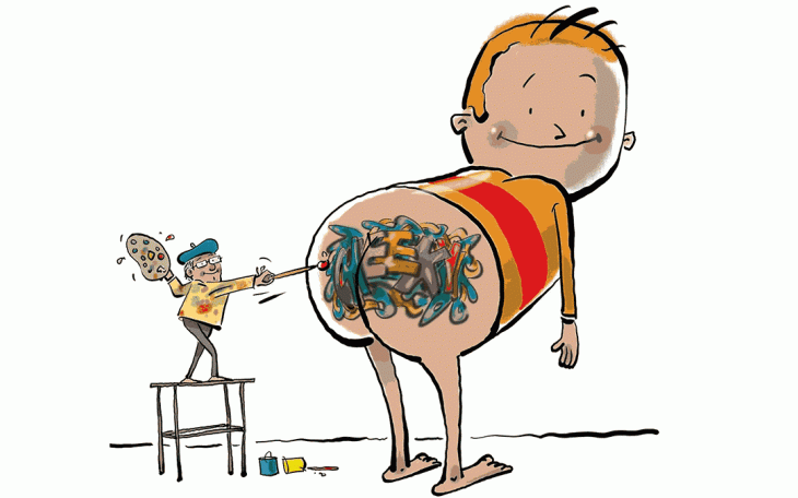 An illustration in "I Need a New Butt!" by Dawn McMillan