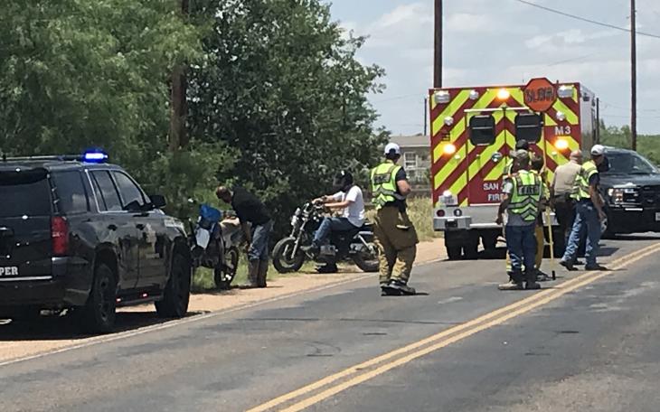 A man who was involved in a motorcycle crash without a helmet Tuesday in Grape Creek was able to ride away after being checked out by medical personnel.