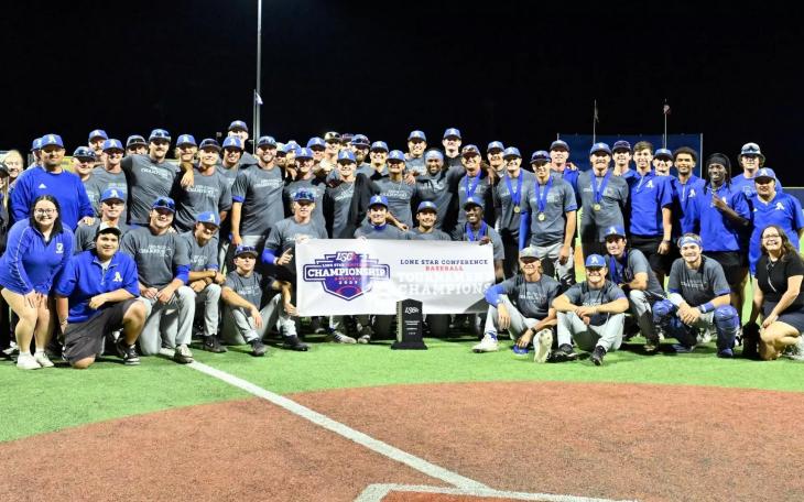 The Angelo State baseball team overcame a five-run deficit Saturday evening to storm back for a 12-9 win over St. Edward’s in the Lone Star Conference Tournament final.