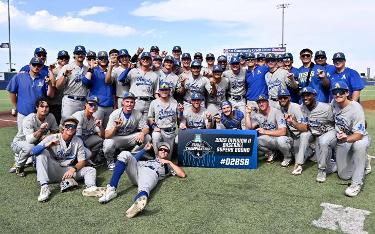 The Angelo State baseball team held on in a tense ninth inning to beat St. Edward's and advance to the Super Regional round.
