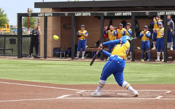 Lauren De La Cruz had a go-ahead two-run single in Angelo State's 3-2 win over Colorado Mesa on Thursday, May 8, 2025.