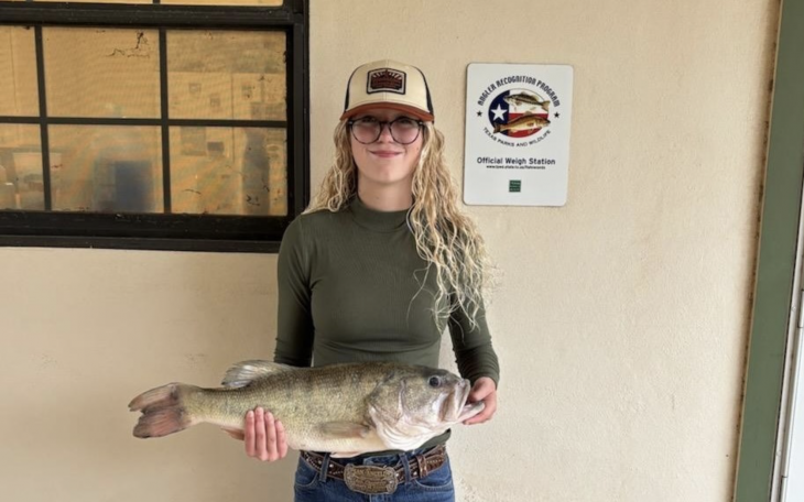 A local girl, Kadence Strain, recently broke Lake Nasworthy’s junior waterbody record for a largemouth bass.
