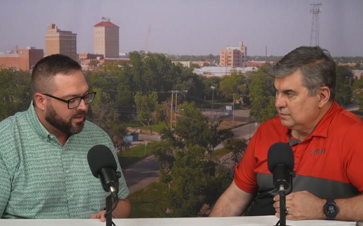 Seth Chomout and Joe Hyde discuss the San Angelo ISD school bond on May 1, 2025.