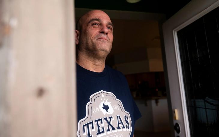 Wesley Barnes, 55, at his home in Onalaska, Texas on Sunday, June 15, 2025. Barnes, a Gulf War veteran who has long struggled with pain, tried legal opiates and illegal THC over the years before finding affordable and effective relief in legal hemp flower beginning in 2018