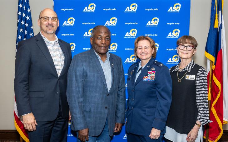 (L-R) Dr. Chris Moran, SAISD Superintendent; Ronnie Hawkins, ASU President; Col. Angelina Maguinness, GAFB Commander; Dr. Cheryl Sparks, Howard College President. 