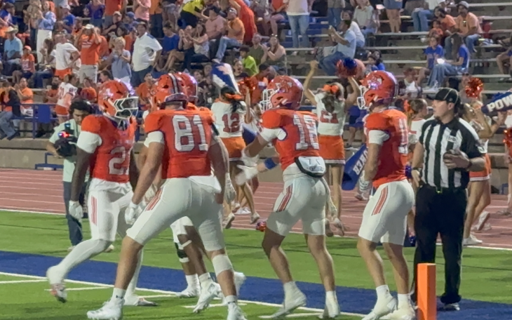 Central Bobcats celebrate a touchdown in the 'Cats' win over Abilene Cooper