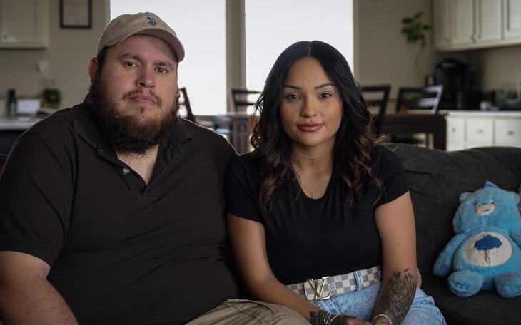 Alfredo and Daniela Santos in their home in Midland on Monday. Their child was allegedly restrained and neglected in their classroom. Credit: Rikki Delgado for The Texas Tribune
