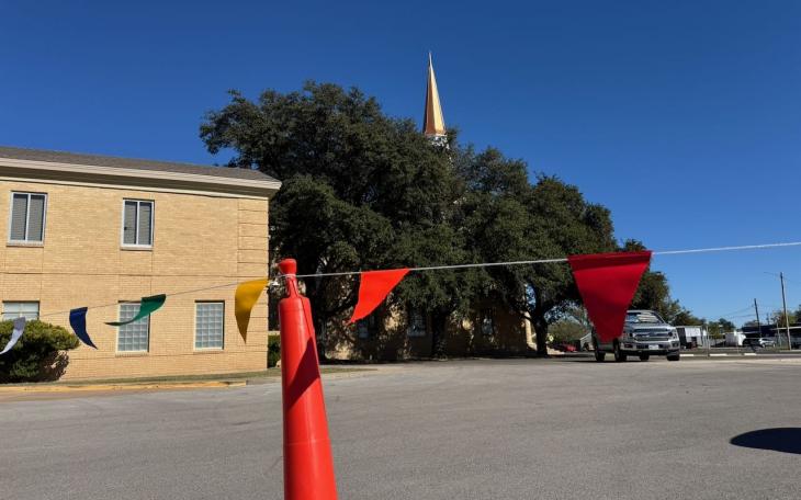 The parking lot on the west side of Immanuel Baptist Church where food distribution is set to begin Oct 30 amid the pending food stamp program suspension.