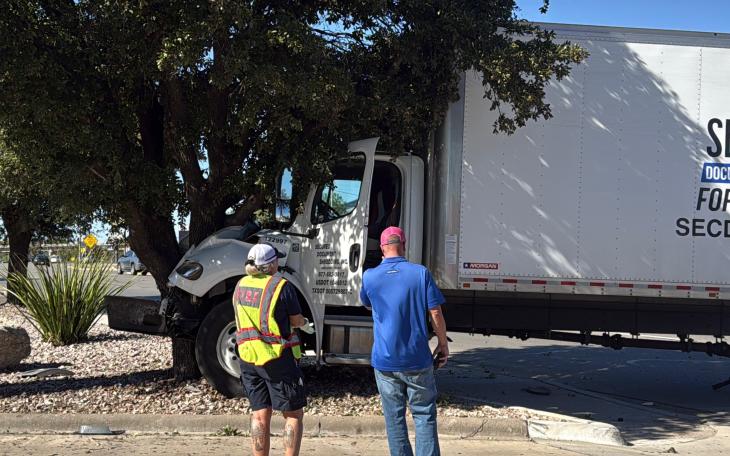 A crash Monday on North Koenigheim Street sent a truck careening into a tree.