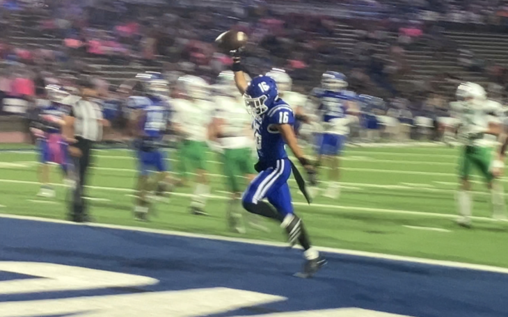 Gabriel Alvarez hauls in a touchdown pass against Burnet on Friday, Oct. 3, 2025, at San Angelo Stadium.