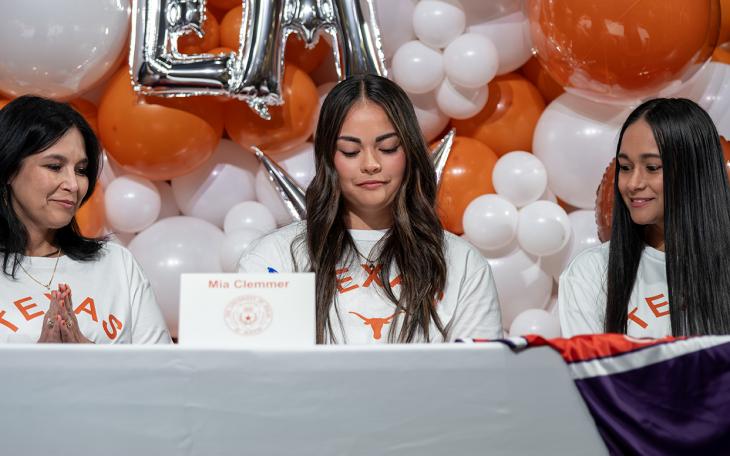 Coahoma High School catcher Mia Clemmer signed to play softball for the University of Texas on Wednesday, Nov. 12, 2025.