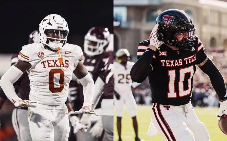 Texas Longhorns Anthony Hill (Left) and Texas Tech Red Raiders Jacob Rodriguez (Right)