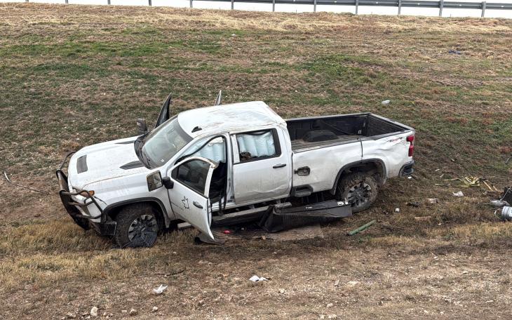 A single-vehicle rollover crash near the San Angelo city limits Monday morning shut down a highway entrance ramp.