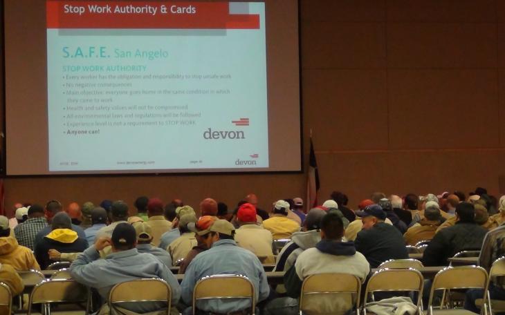 Devon Energy hosts a safety meeting in the McNease Convention Center (LIVE! photo by Cheyenne Benson)