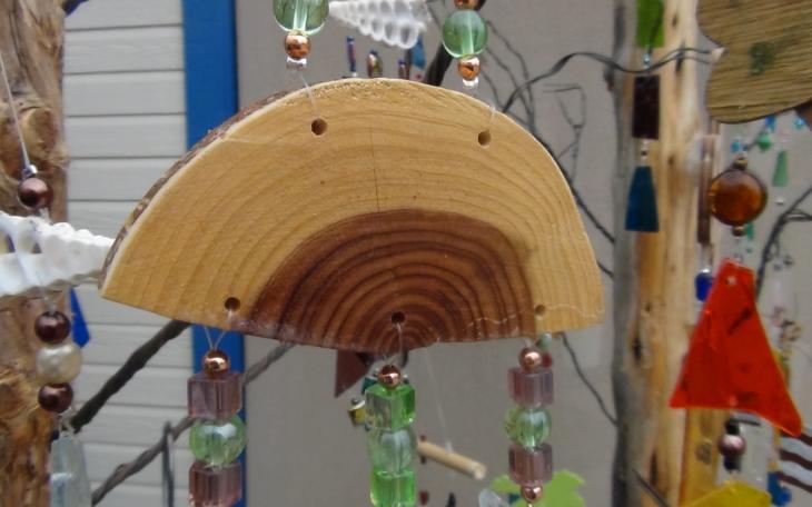 Various tops on the windchimes lend to the unique variation in each chime. (LIVE! photo by Cheyenne Benson)