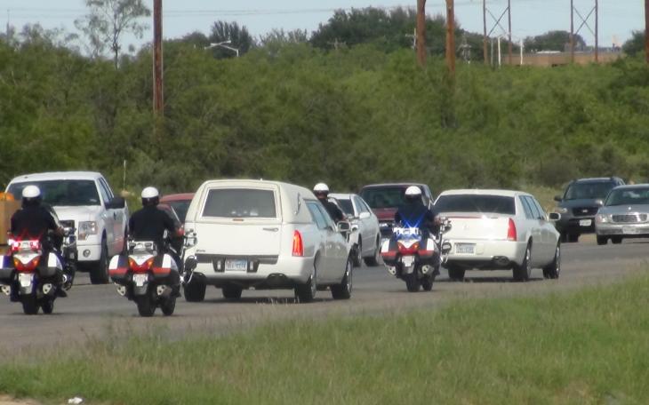 The funeral procession for Joe Hunt, from Glen Meadows to Lawn Haven Memorial Gardens (LIVE! photo by Cheyenne Benson)
