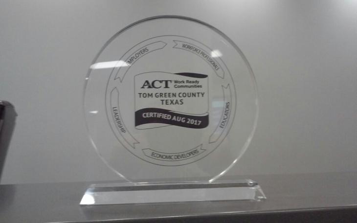 Work Ready Community trophy for Tom Green County