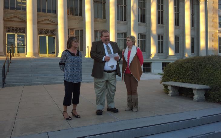 Deen Dickson in front of Tom Green County Courthouse