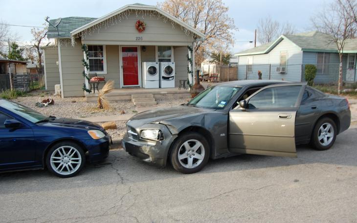 The Dodge Charger involved in the high speed chase up N. Bryant, through the MLK section of town. (LIVE! Photo/John Basquez)