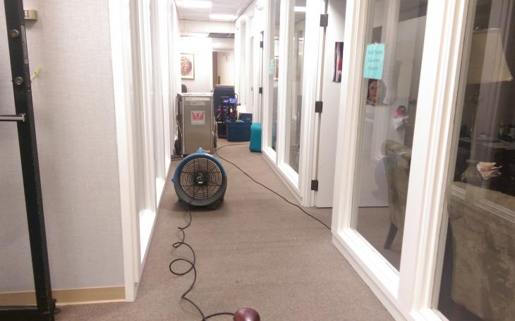 A busted pipe flooded the Wells Fargo basement over the weekend, where the Rape Crisis Center and a law firm's storage room are housed. (Contributed Photo/Julian Ruiz)
