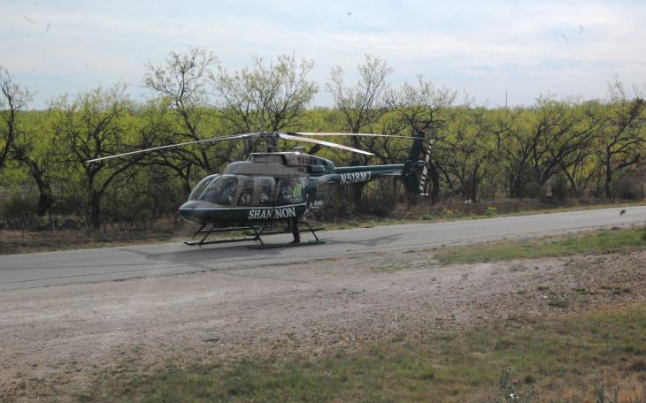 Airmed 1 transports the victim to Shannon Medical Center on Apr. 18, 2014. (LIVE! Photo/Joe Hyde)