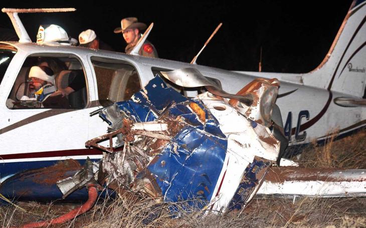 The Beechcraft Bonanza crash in Andrews early Thursday morning, Feb. 5, 2015. (Contributed by Andrews County News)