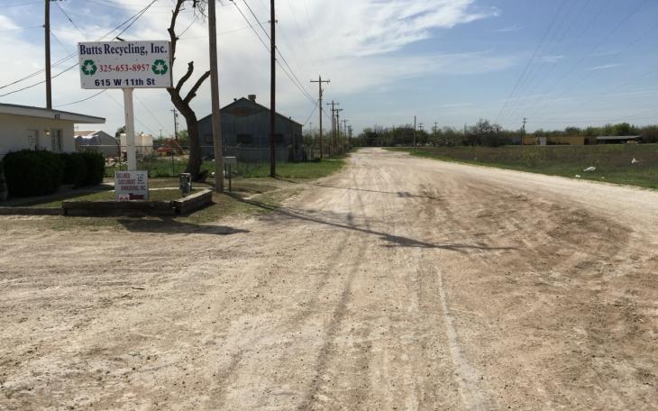 The end of W. 11th St. where Butts Recycling is, was required to be paved before recycling operations could begin. (LIVE! Photo/Joe Hyde)