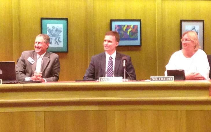 Carl Dethloff (center) was named the sole finalist for the superintendent&amp;#039;s position for the San Angelo ISD. (LIVE! Photo/Chelsea Reinhard)