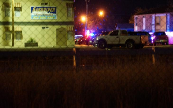 The suspect's 1990s-era white Ford F-150 involved in a high speed chase with San Angelo Police early Thursday morning (Apr. 10, 2014) (LIVE! Photo/John Basquez)