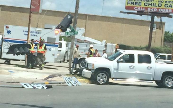 Reader Wes David contributed this photo of the crash at Main St. and Pulliam on Friday, June 27, 2014. (Contributed/Wes Davis)